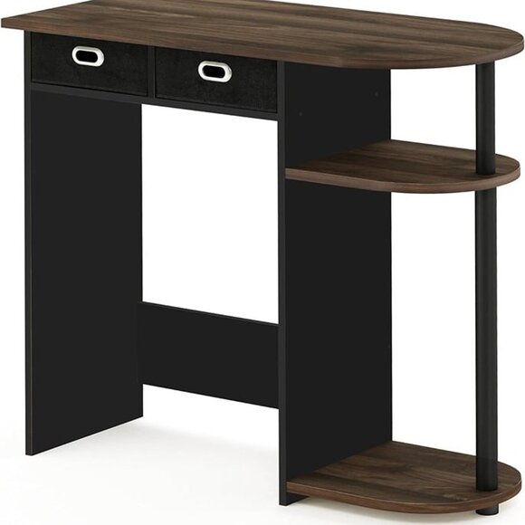 New Home Laptop Notebook Computer Desk/Table with 2 Drawer Bins,Black/Dark Brown - Picture 3 of 6